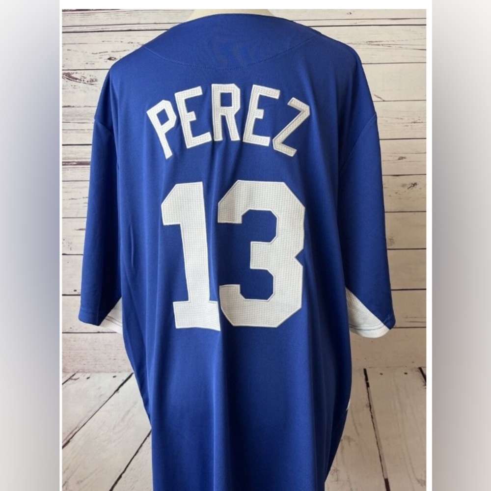 Salvador Perez Kansas City Royals MLB Jersey #13 TX3 Cool 13 Sewn 2XL XXL
